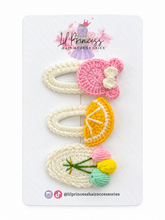 Fruit and Flower Crochet Hair Clip Set - 3 Pieces