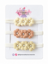 Neutral Floral Crochet Headband Set - 3 Pieces