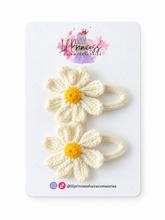 Cream Daisy Crochet Hair Clips shown together