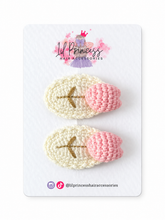 Pink Ice Cream Crochet Hair Clips shown together
