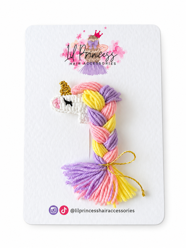Pastel Unicorn Braided Hair Clips