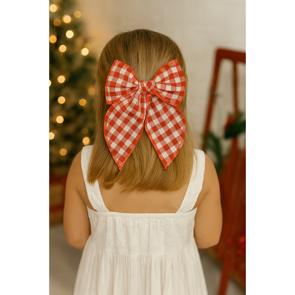 Red and White Gingham Bow
